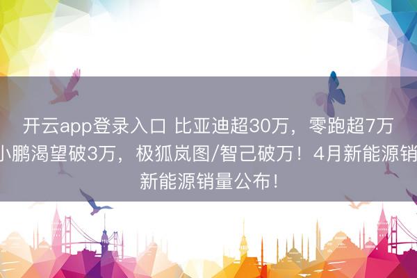 开云app登录入口 比亚迪超30万，零跑超7万，小米小鹏渴望破3万，极狐岚图/智己破万！4月新能源销量公布！